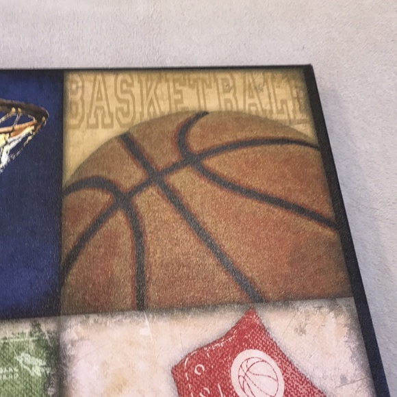 Basketball Canvas Wall Print in wooden frame, NWOT - Picture 4 of 7